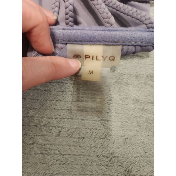 PIlyq M Amethyst Zen Braided Purple Strappy Halter Bikini Top Swim - Picture 4 of 4